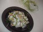 Салат  c грибами и рисовой лапшой
