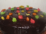 Шоколадный тортик с клюковкой, приготовленный в СВЧ.