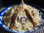 Рис с баклажанами и шампиньонами 