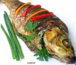 Рыба фаршированная шпинатом и паприкой