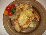 картофель запеченый с вином и луком с сырной корочкой
