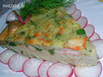 Пестрая рыбная запеканка с овощами и креветками