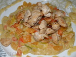 Куриное филе с овощами в соусе из творожного крема