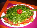Теплый салат с кабачками и помидорами