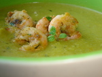 Суп из зеленого горошка с креветками